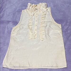 J. Crew Cream Ruffle Front Blouse